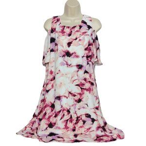 Apt 9 Pink Floral Cold Shoulder Shift Dress 10
